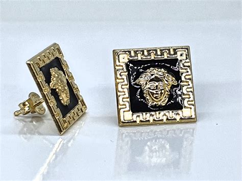 pendientes versace hombre oro|Pendientes para hombre .